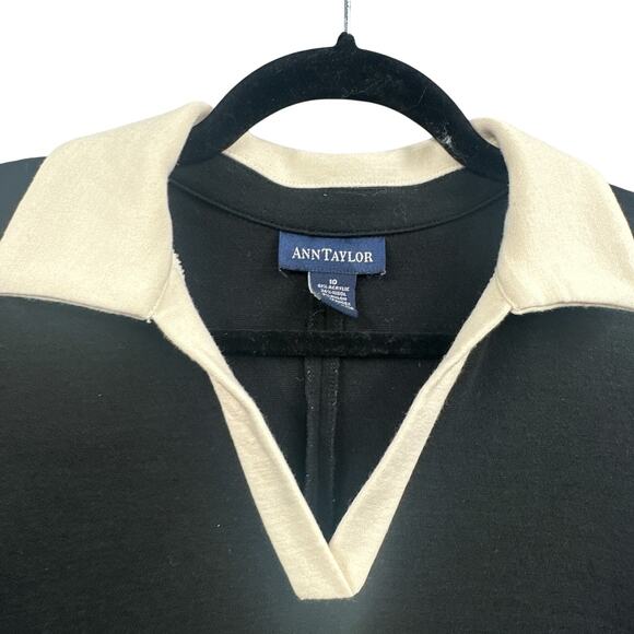 Ann Taylor Knit Sweater Dress 10 Wool Shift Black Career Business Preppy Basic - Picture 9 of 16